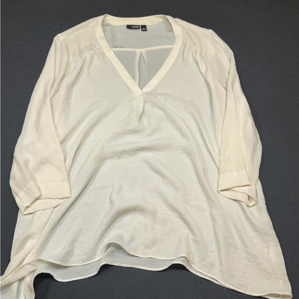 Cream V-Neck Blouse